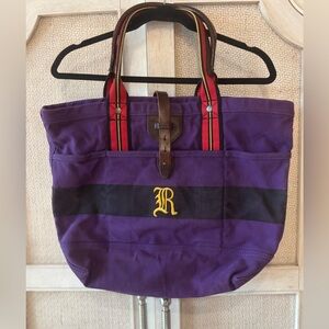 SALE! 💜 RUGBY Ralph Lauren Carryall TOTE Canvas RARE VINTAGE PURPLE, R